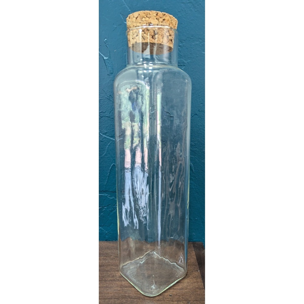 Vintage 70s Hammered Glass Storage/Apothecary Jar W/ Original Cork Stopper 13.5" - Picture 2 of 11